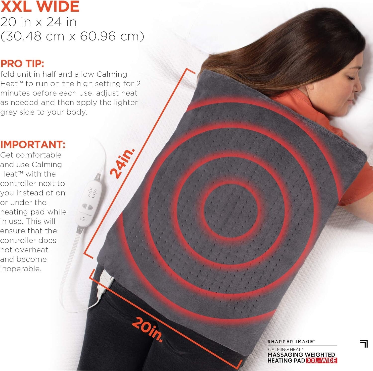 Calming Heat XXL-Wide Weighted Heating Pad - 27 Combinations for Blissful Relief