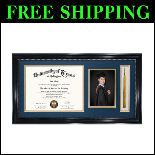 Stylish Diploma Frame with Tassel & 5x7 Photo Space - Perfect Graduation Gift