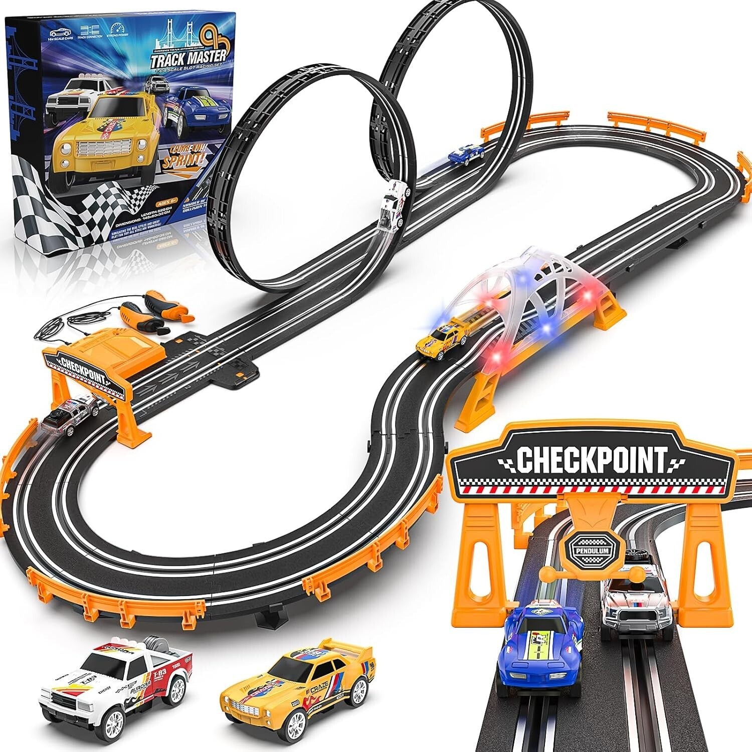 Electric Racing Car Track Set with Dual Lap Counter - Exciting Gifts for Kids