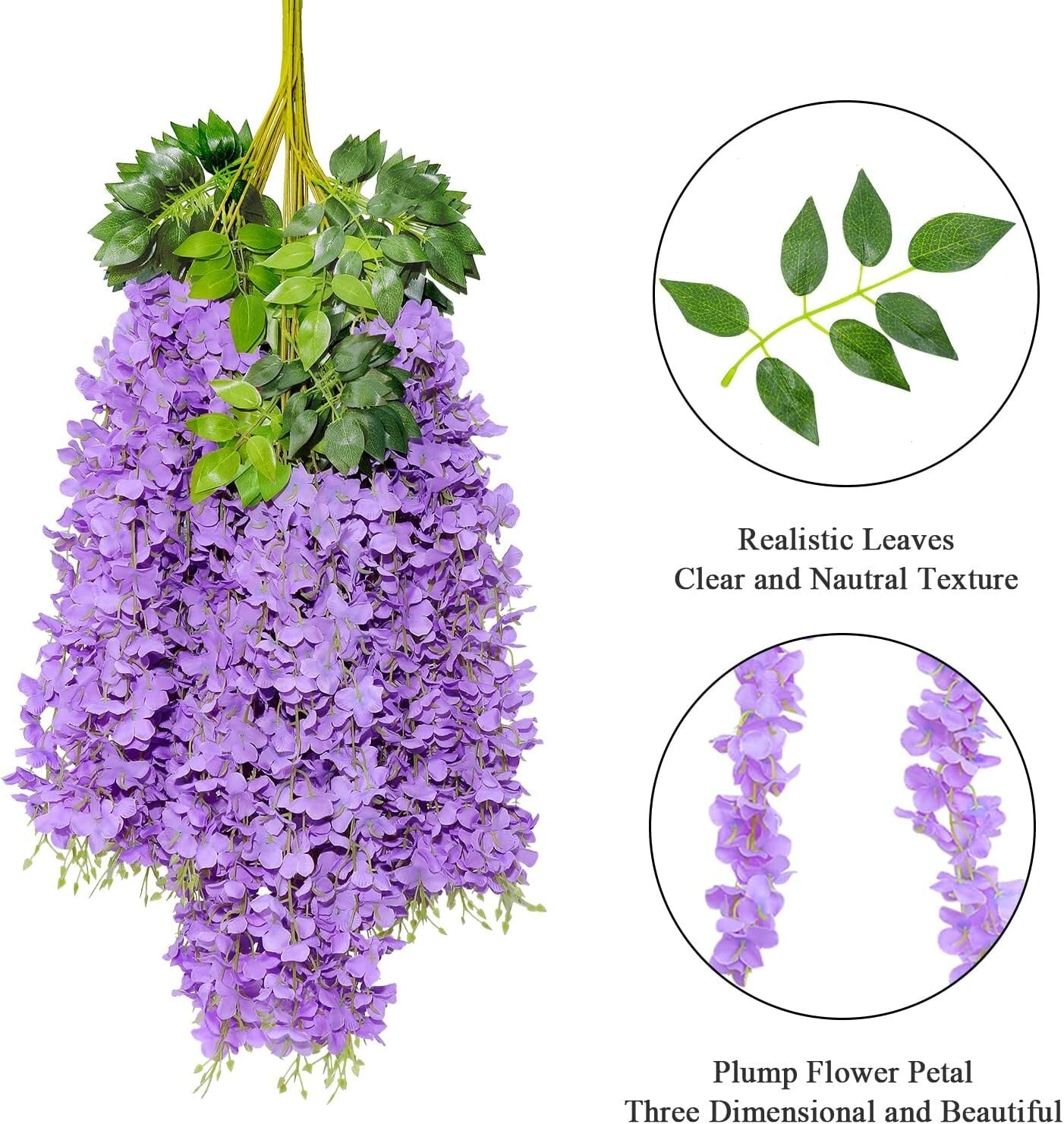Vibrant Purple Wisteria Hanging Flower Vines – Perfect for Weddings & Parties