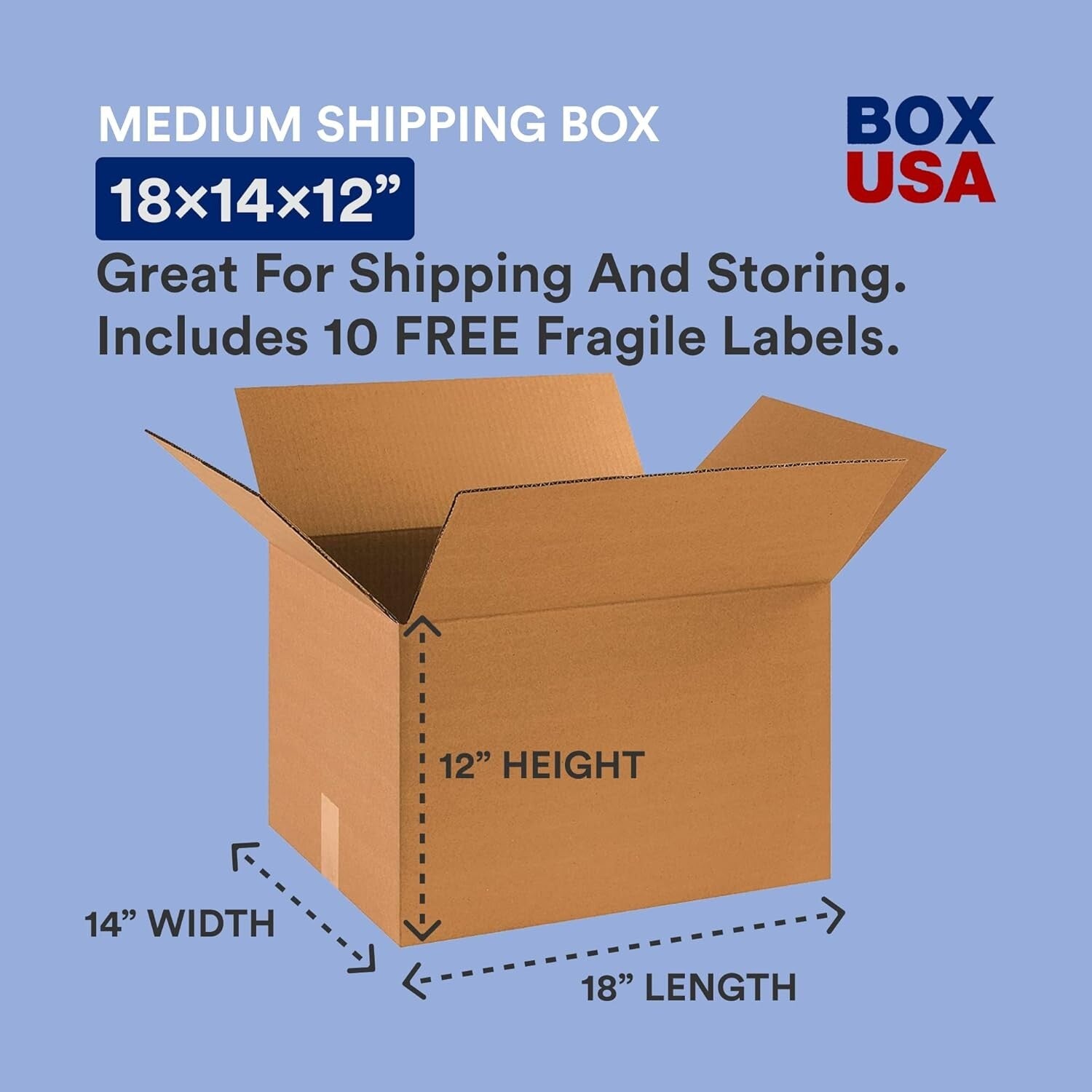 20-Pack Medium Moving Boxes 18x14x12" - Heavy-Duty Corrugated Storage Solution