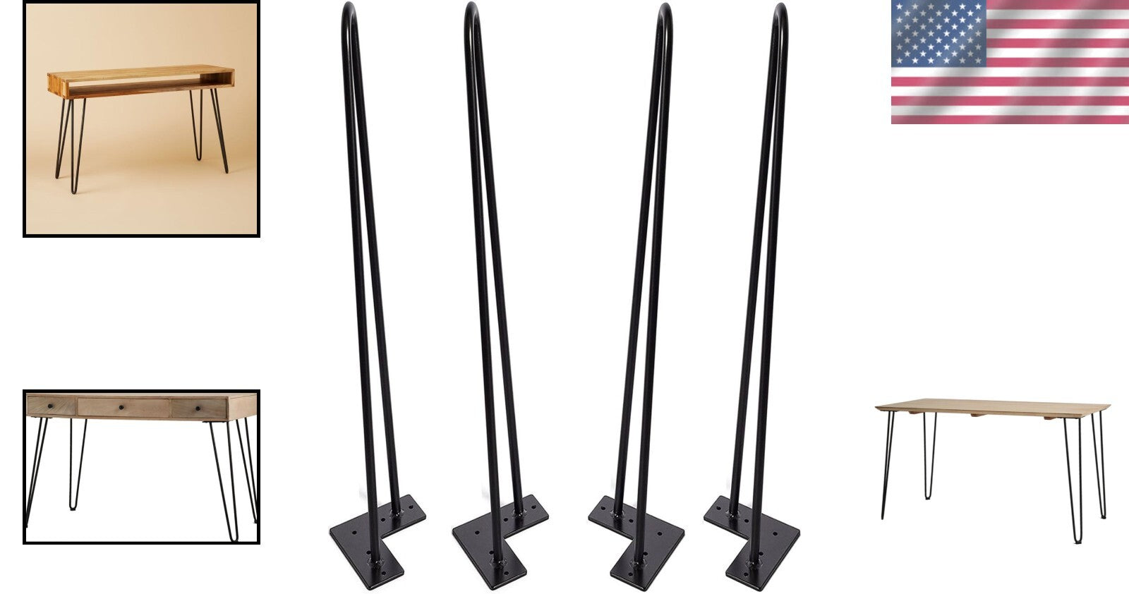 Sturdy 28-Inch Hairpin Legs Set for Stylish Dining Table & Desk Projects
