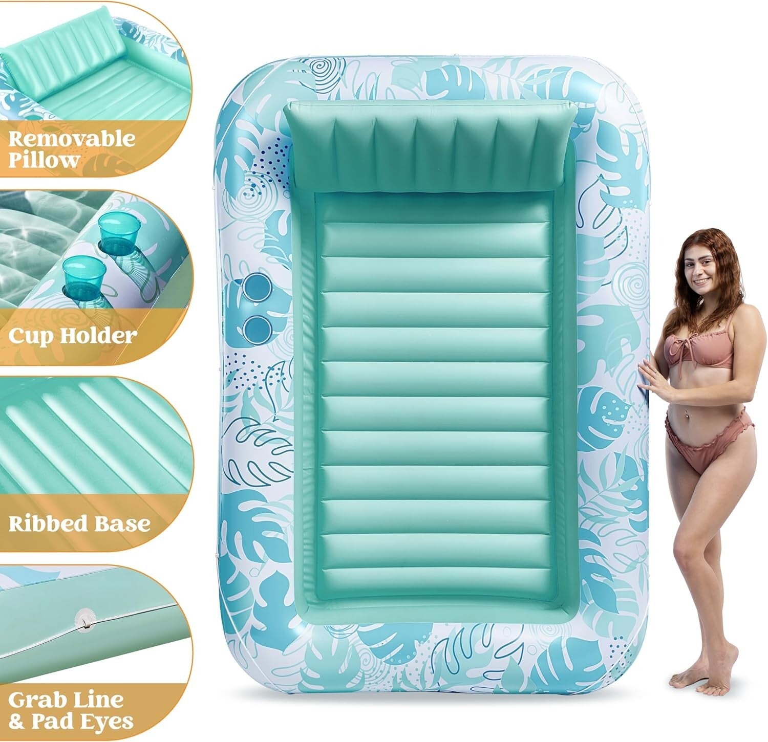 85" X 57" XL Inflatable Tanning Tub Raft Float - Perfect for Summer Relaxation
