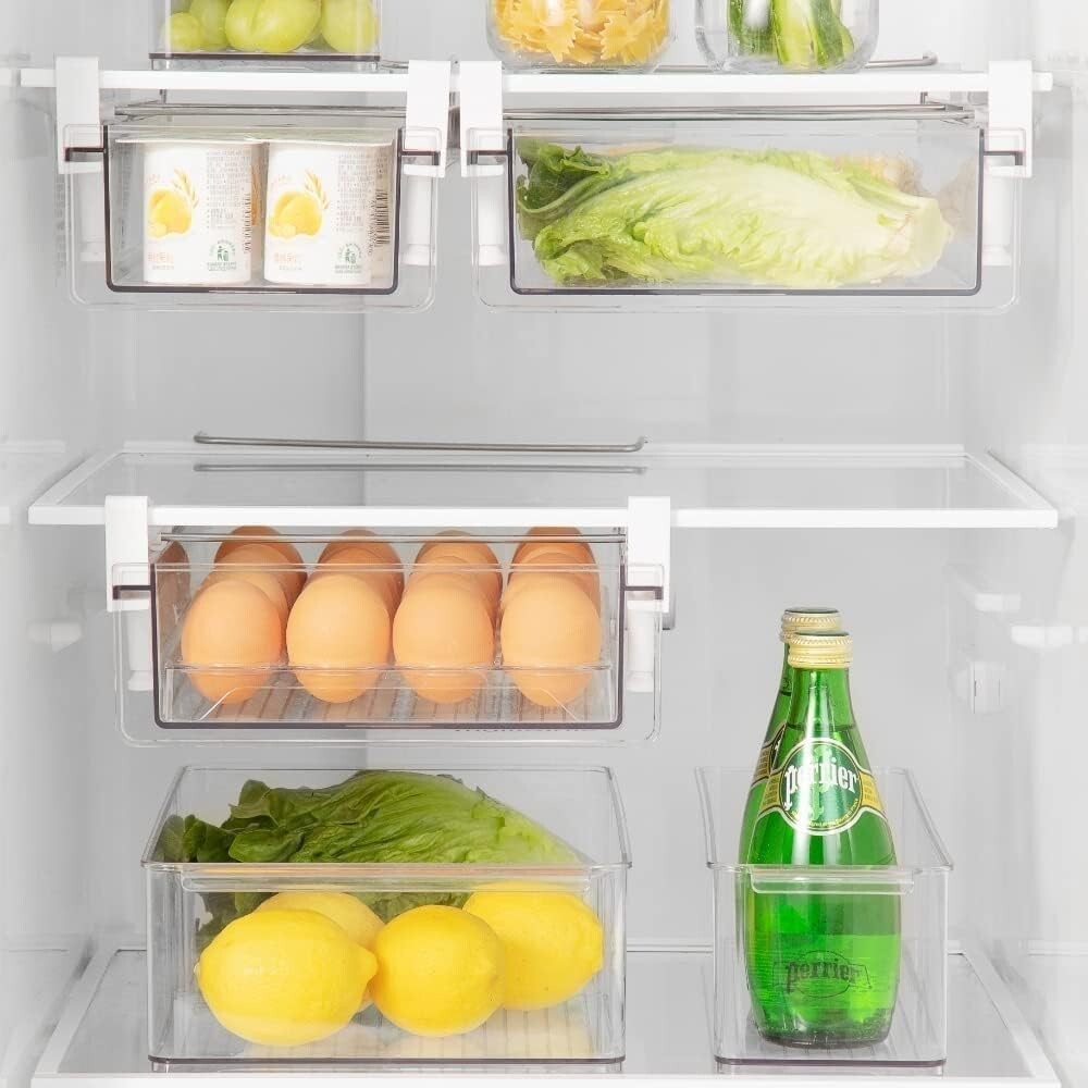 Large Clear Refrigerator Drawer with Removable Egg Tray - BPA Free Organizer
