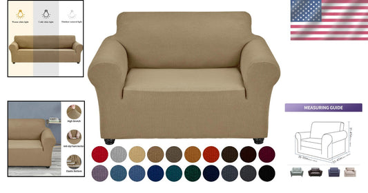 Water-Repellent Spandex Sofa Slipcover - Elastic Bottom for Secure Fit in Tan