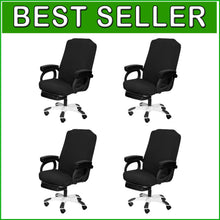 Load image into Gallery viewer, Universal Black Stretch Chair Covers - 4 Pack Machine Washable Office Slipcovers