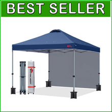 Load image into Gallery viewer, Compact Pop-Up Canopy 10'x10' Navy Blue - Waterproof with Vent Hole &amp; Sidewall
