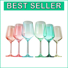 Load image into Gallery viewer, Spring-Themed Colored Wine Glass Set of 6 - Elegant Glassware for All Occasions