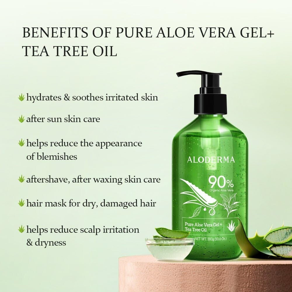 Natural Aloe Vera Gel Infused with Tea Tree Oil - 900ml for Skin & Scalp Care