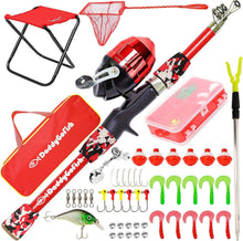 Load image into Gallery viewer, Spincasting Kids Fishing Rod with Loaded Tackle Box - Perfect Outdoor Set