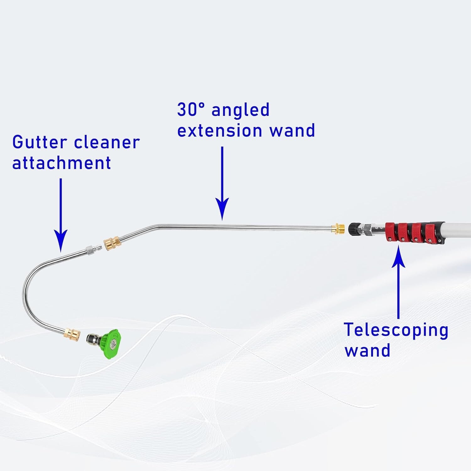 20FT Pressure Washer Telescoping Wand Set with Gutter Cleaner and Support Belt