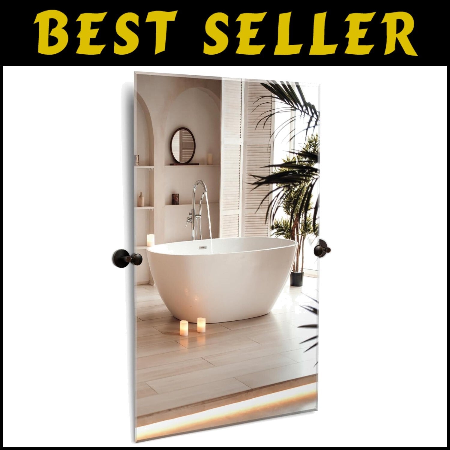 Stylish Adjustable Frameless Mirror with Rounded Brackets for Modern Homes