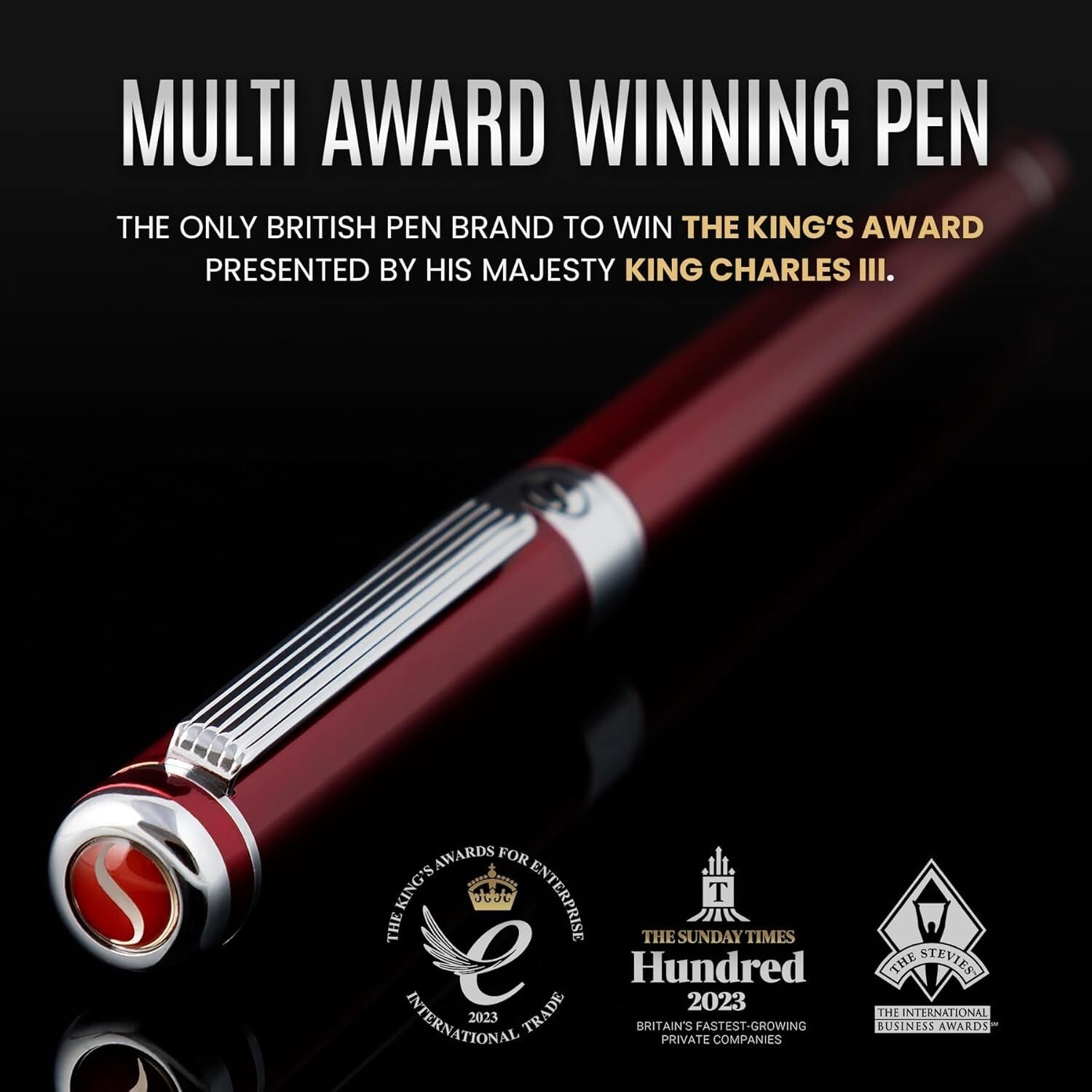Elegant Refillable Fountain Pen - Medium Nib, Deep Crimson - Office Essential