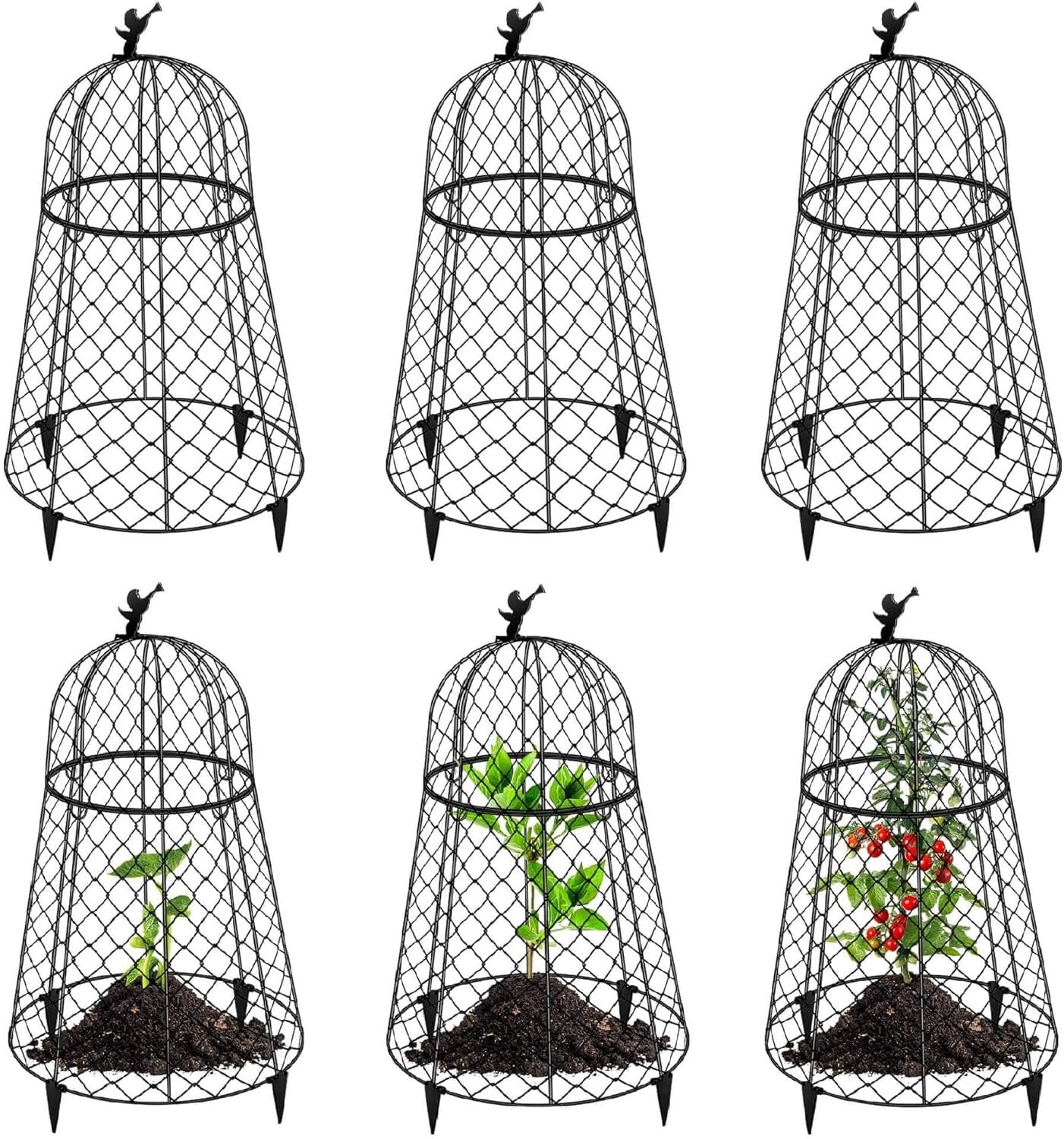 Durable Rustproof Chicken Wire Plant Cloches - 20" High Garden Protectors