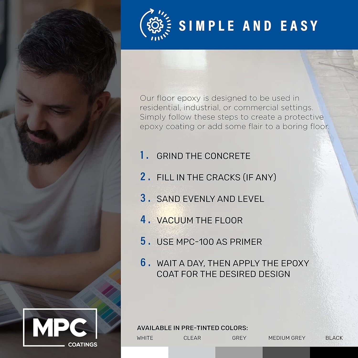 100% Solids Industrial-Grade Epoxy Floor Coating - Water Resistant 3 Gallons Kit