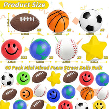 Load image into Gallery viewer, Sport-Themed 60 Pcs Mini Stress Balls Set - Stress Relief for Kids &amp; Adults