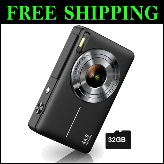 Compact 16X Zoom Digital Camera for Kids - Includes 32GB Card and Two Batteries