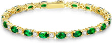 Load image into Gallery viewer, Elegant 14K Gold Plated Birthstone Bracelet - 7 Inch Sterling Silver Beauty