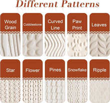 Load image into Gallery viewer, Versatile 10-Piece Brown Pottery Tools Kit with Wooden Handles &amp; Clear Patterns