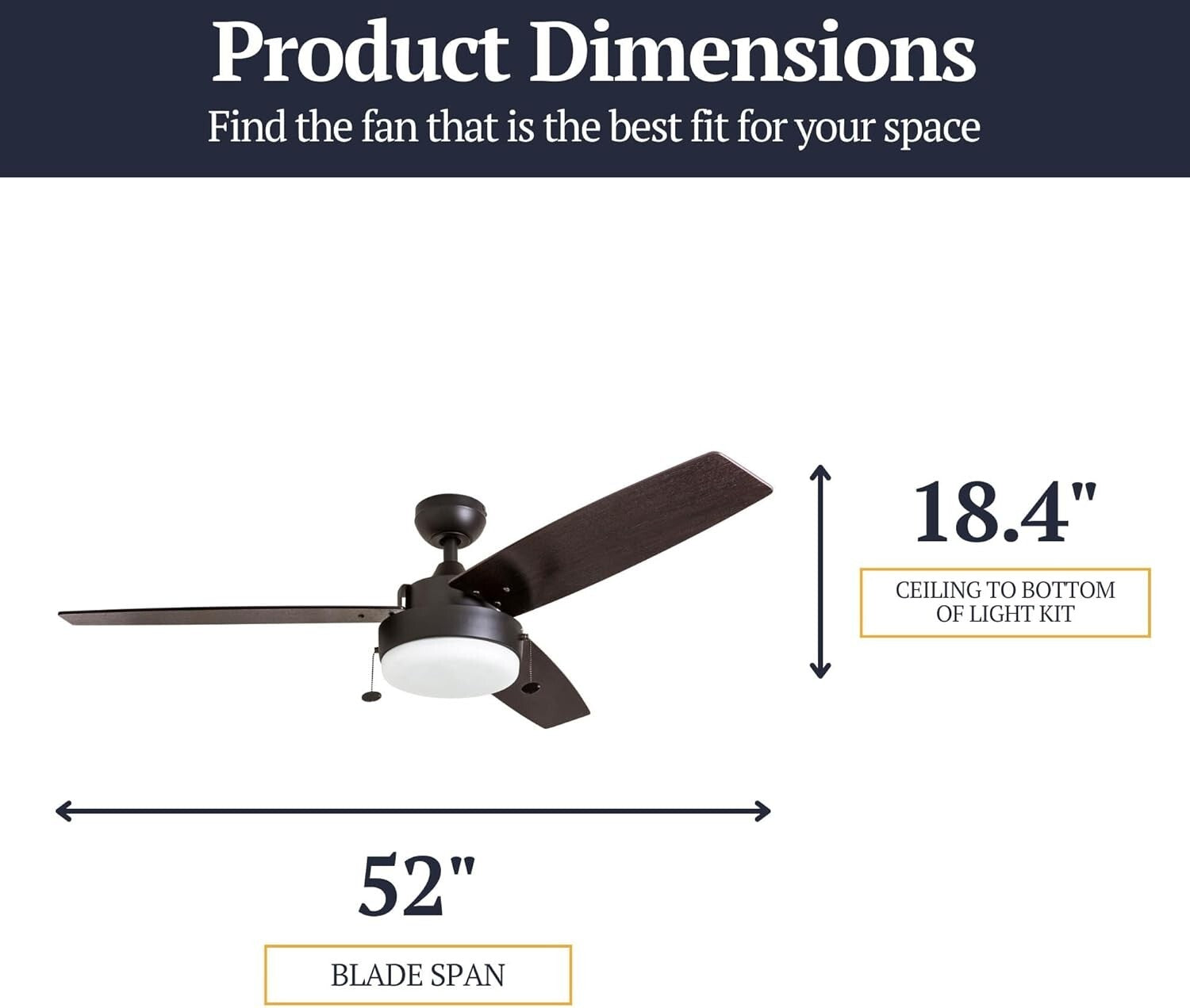 52" Contemporary Ceiling Fan with LED Light & Pull Chain - Espresso Finish