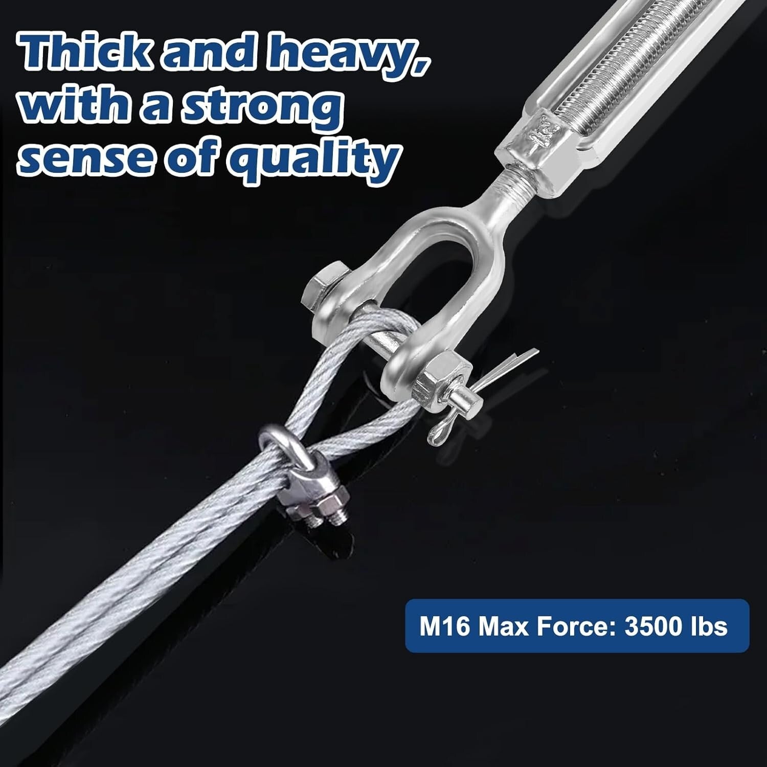 2-Pack Heavy Duty Turnbuckle 5/8" x 9" - 3500 lbs Load Limit, Weather Resistant