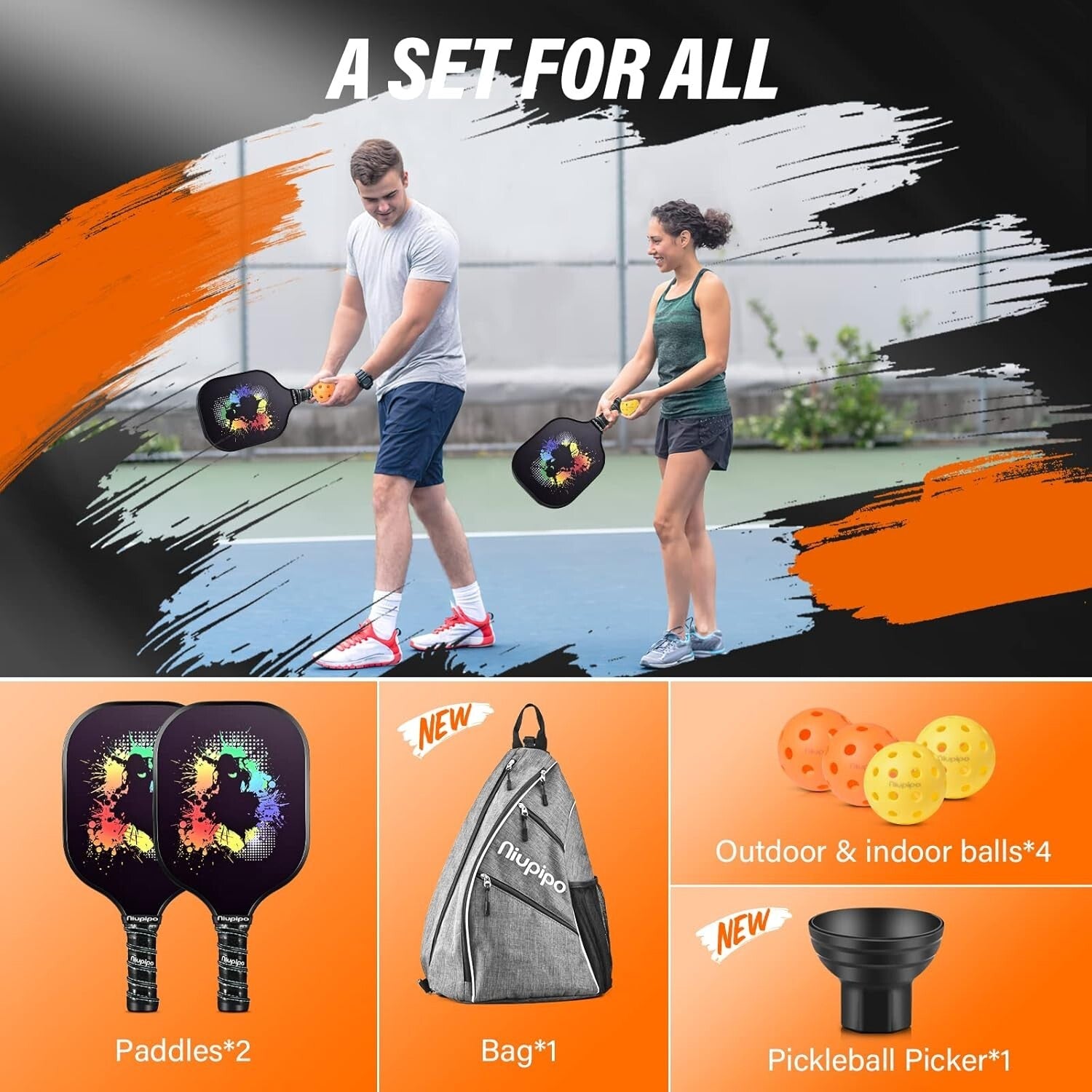 Lightweight USAPA Approved Pickleball Paddle Set - Ideal for All Skill Levels