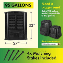 Load image into Gallery viewer, Lightweight 360L Compost Bin with Aeration Design – Easy Assembly &amp; Secure Lid