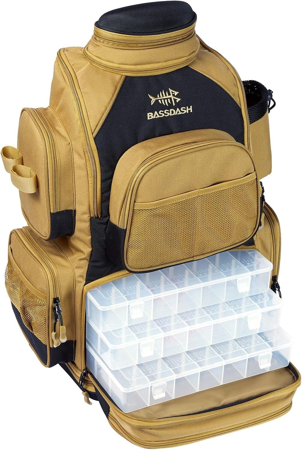 Tactical Fishing Backpack with Rod Holder, Rain Cover & Ergonomic Design