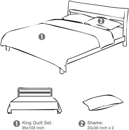 Lightweight Microfiber 3-Piece King Quilt Set with Floral Patchwork and Shams