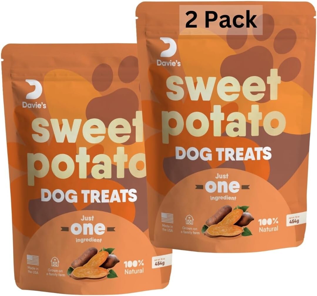 Davie's USA-Made Sweet Potato Chews for Dogs - 2 lb Pack of Healthy Treats