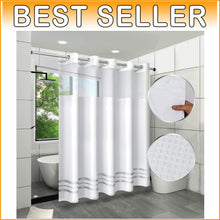 Load image into Gallery viewer, Stylish Machine Washable White Shower Curtain - 71x74in, Hook-Free for Easy Use