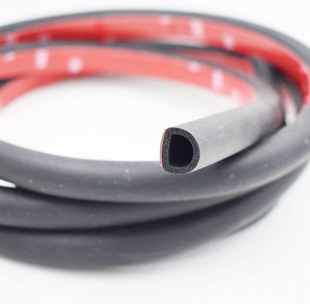 33FT EPDM Rubber D-Shaped Weather Stripping - Noise Insulation for Cars & Trucks