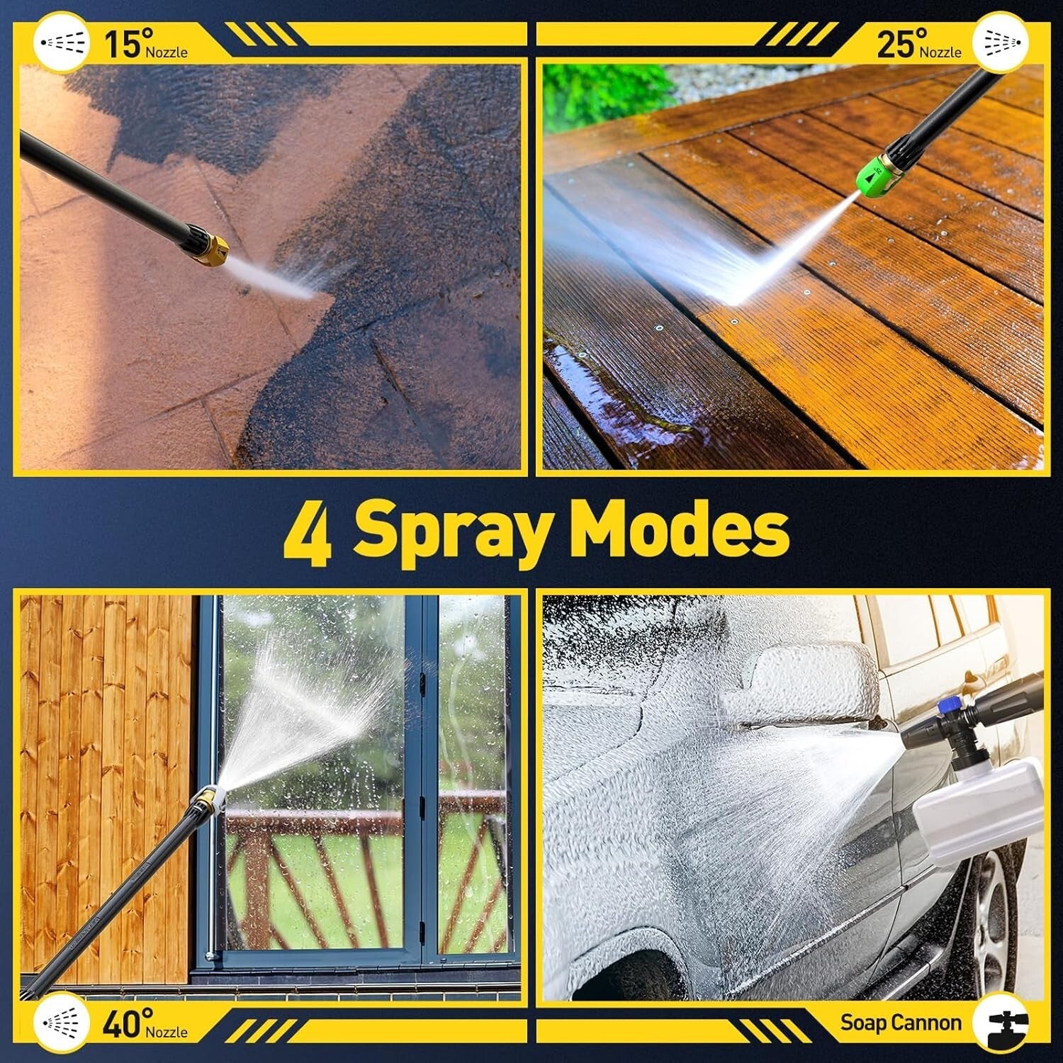 Electric Pressure Washer 4200 PSI - Ultimate 3 Nozzle Cleaning for Cars & Patios