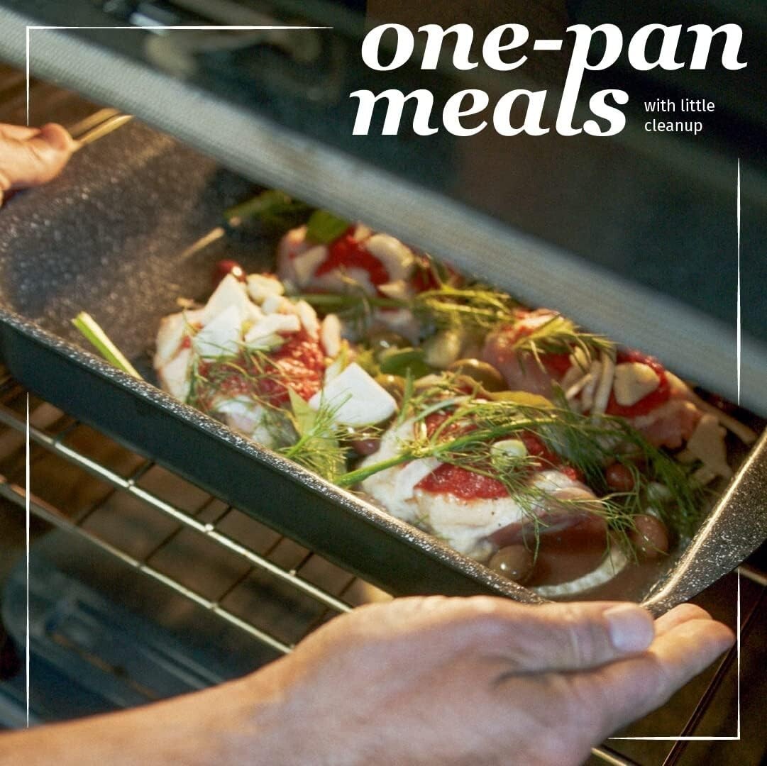 Deep Nonstick Ceramic Roasting Tray - Perfect for Family Feasts & Basting