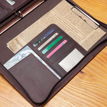 Load image into Gallery viewer, Elegant 3-Ring Leather Padfolio with Tablet Holder - Perfect for Business Trips