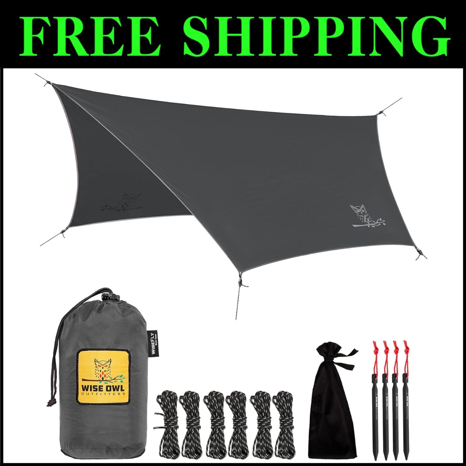 Durable Hammock Tarp with Aluminum Stakes - Essential Camping Gear Must-Have