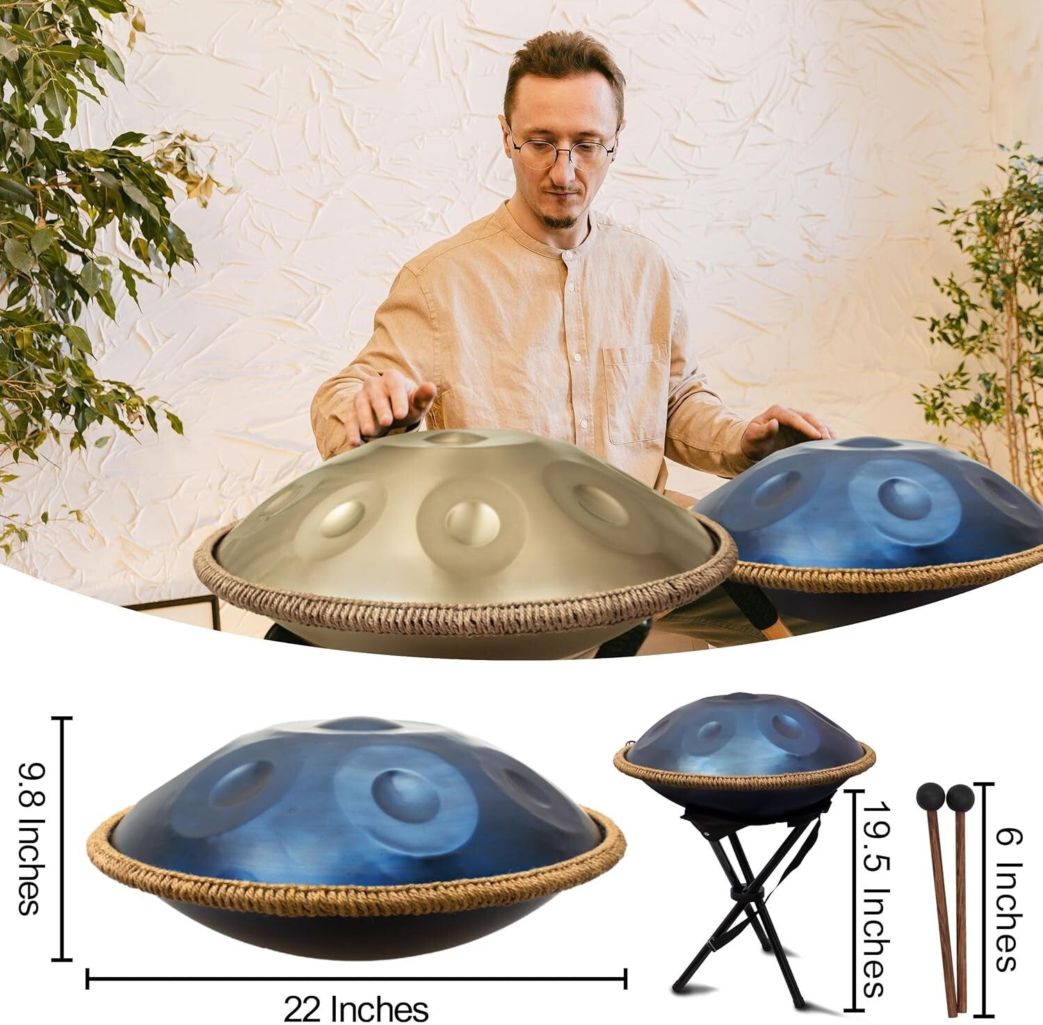 High-Quality 440Hz 22-Inch D Minor Hand Pan Drum with Complete Accessories