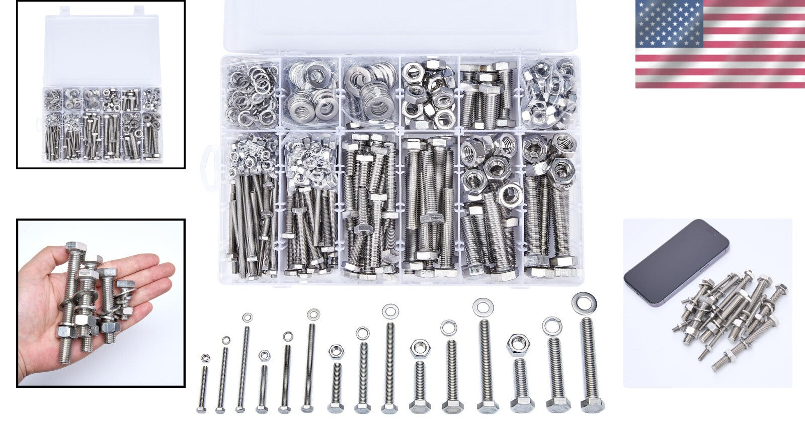 Multi-size Metric Bolt and Nut Set - 608 Pcs M5/M6/M8/M10/M12 Precision Kit