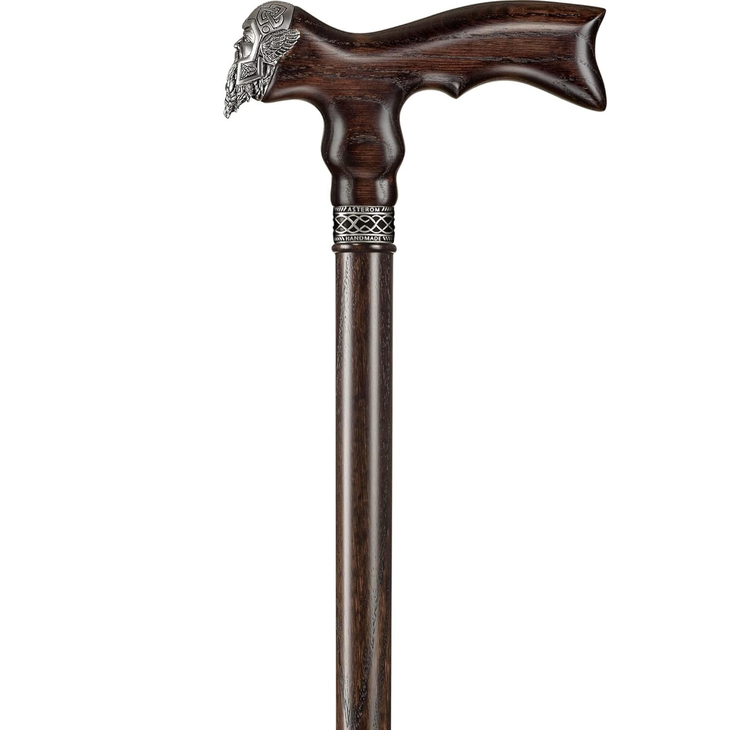 Elegant Walnut Wood Viking Cane - Custom Length with Interchangeable Tip