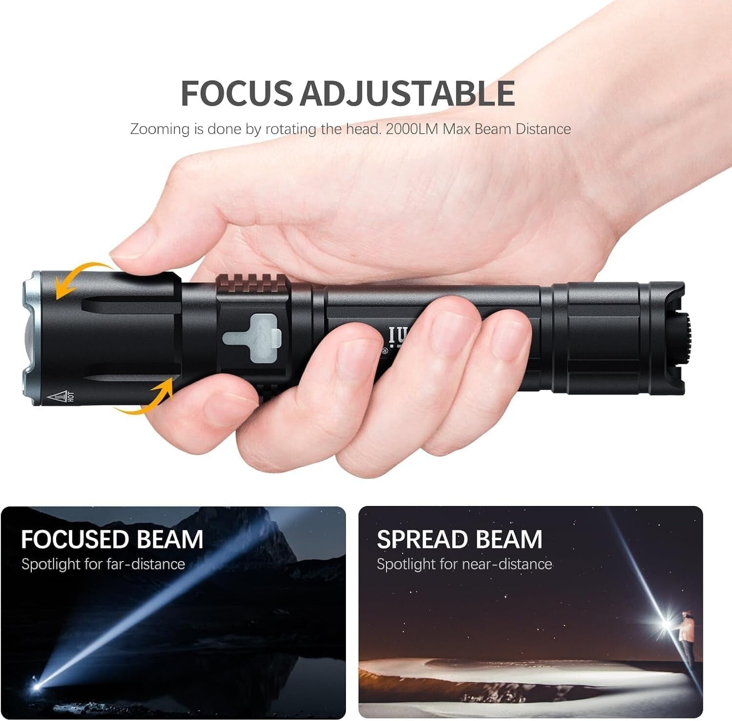 Waterproof USB-C Rechargeable Flashlight - 4 Modes & Lightweight for Outdoors
