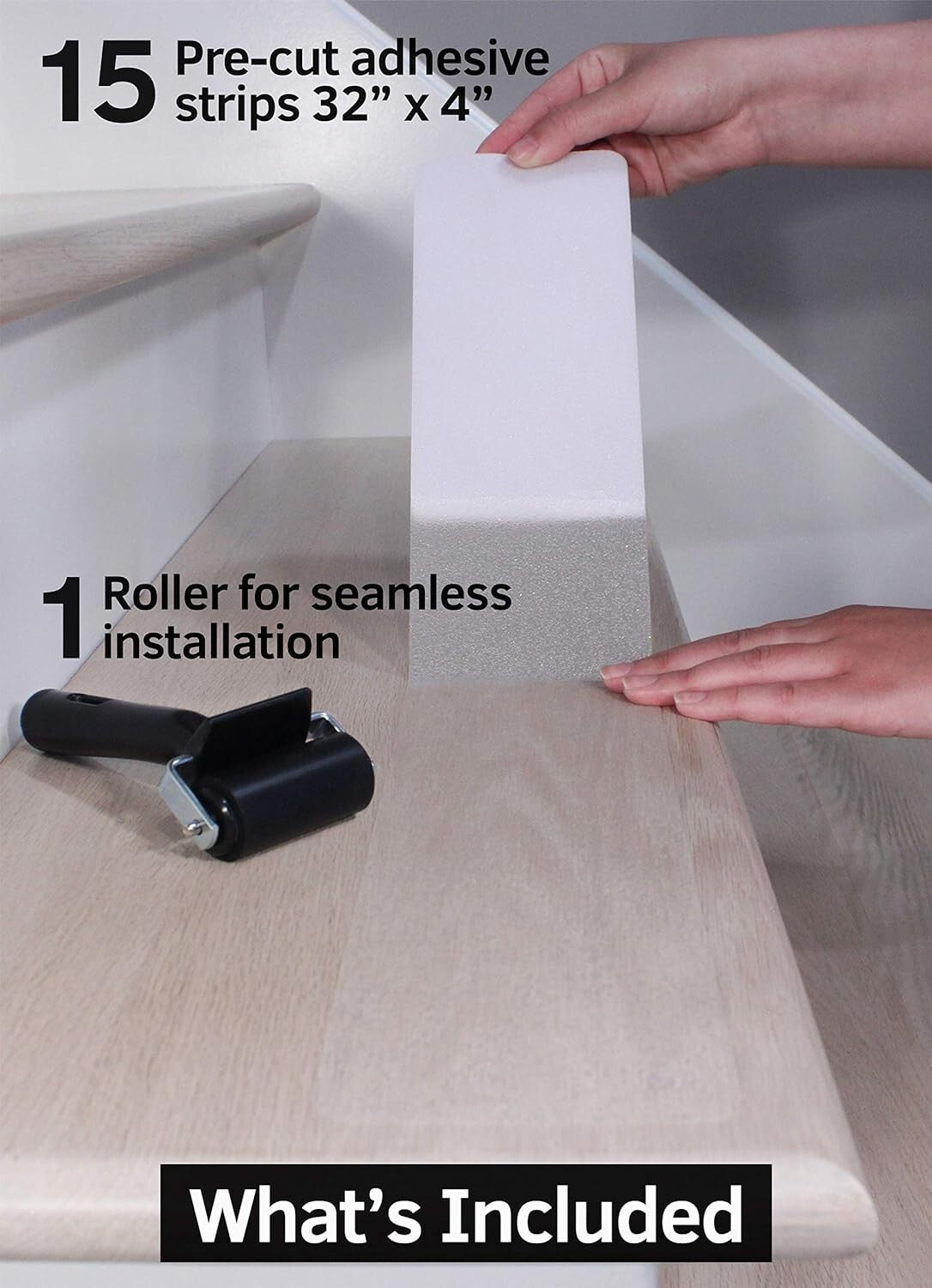 15-Pack 32"x4" Non-Slip Stair Tread Strips - Indoor & Outdoor Safety Tape