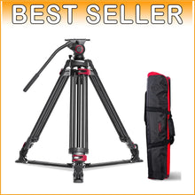 Load image into Gallery viewer, Ultra-Smooth Heavy Duty Tripod Stand for Cameras and Telescopes, 33lbs Capacity