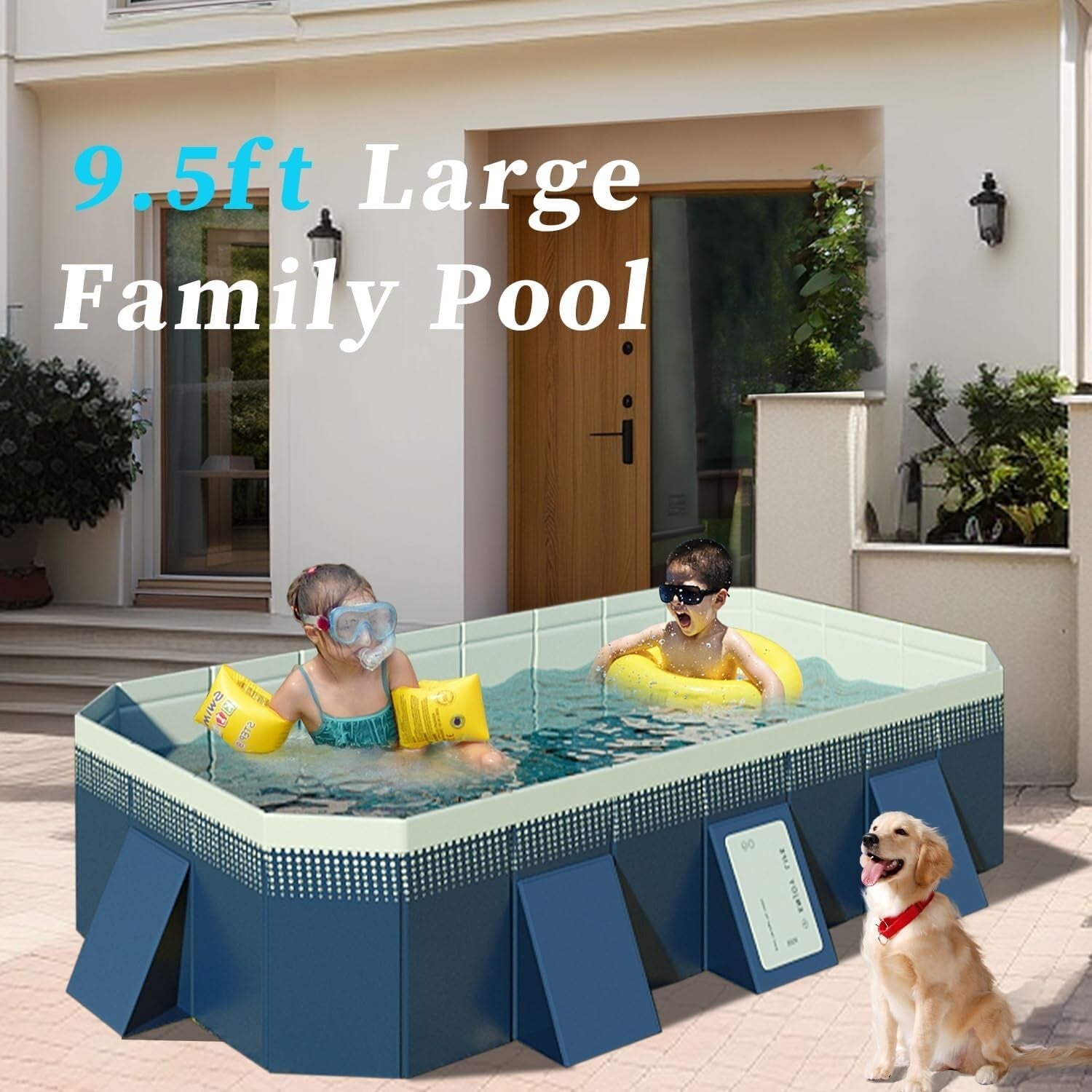 All-In-One Rectangular Family Pool with Cover and Maintenance Kit - 113" x 66"