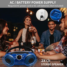 Load image into Gallery viewer, Stylish Starlight Blue CD Boombox with Wireless Bluetooth and Headphone Jack