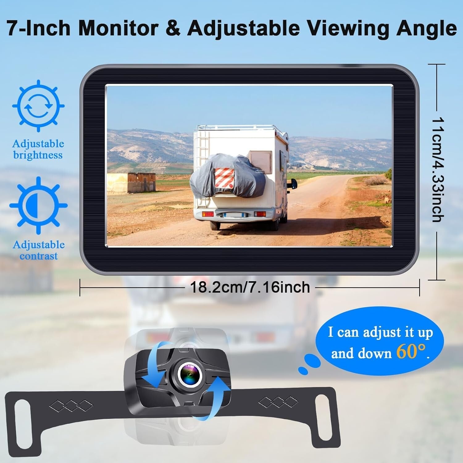 7-Inch HD 1080P Wireless Backup Camera - Night Vision & Waterproof for Trucks