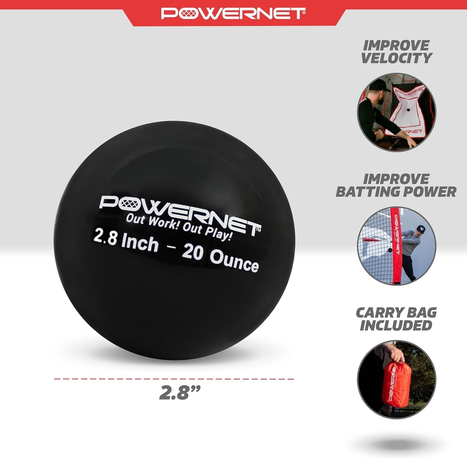 20 oz Weighted Baseballs - 6 Durable Balls for Strength & Technique Training