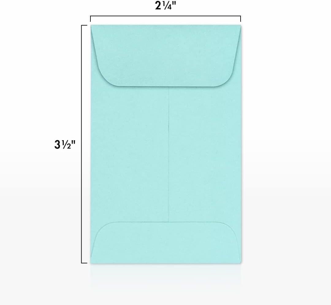 Elegant Mini Coin Envelopes - 1000 Count | Seafoam Blue | Durable & Stylish