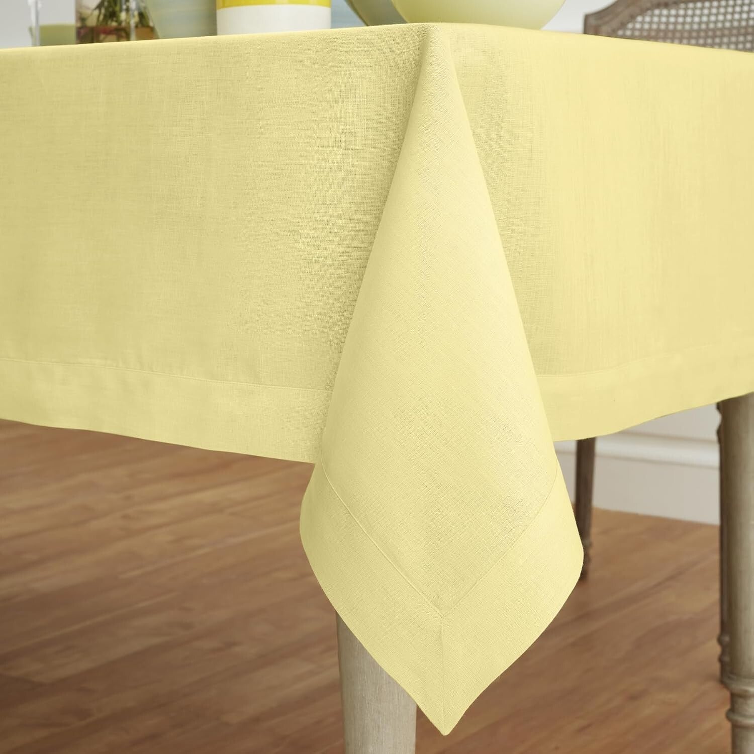 Handcrafted Yellow Linen Tablecloth 60 x 156 - Perfect for Mother's Day Dining