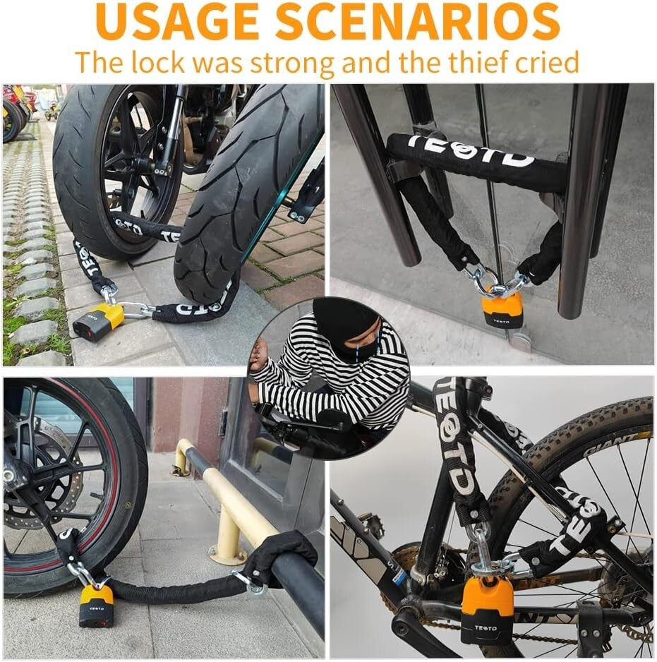 Anti-Theft U-Lock with 8.2ft Chain - Durable Security for Motorcycles & Trailers