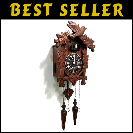 Large 13x9.5 Inch Cuckoo Clock in Handcrafted Wood - Elegant Vintage Charm